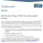 USPTO says COVID related problems could constitute excusable nonuse for a Section 8 or 71 filing.